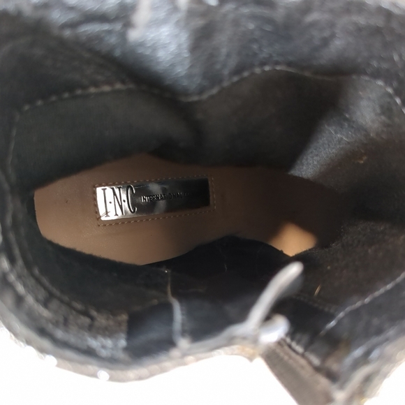 INC Ignacio womens pointed toe side zip rhinestone dark pewter boots size 7-1/2M - Picture 14 of 16